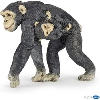 Image 1 of Papo - Фигурка за колекциониране и игра - Шимпанзе с бебенце (50194)