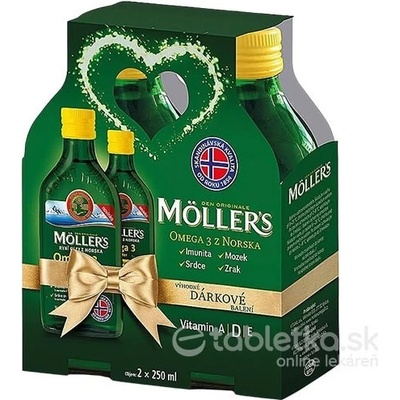 MOLLER´S Omega 3 rybí olej + vitamín D duo balenie citrónová príchuť 2 x 250 ml