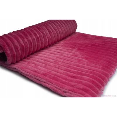 Látka mínky proužky, 300 g/m², šíře 160 cm, metráž, fuchsie