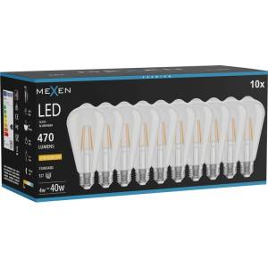 Mexen Vintis 10x LED нажежаема жичка E27, ST64, 4W, Топло - 2200K, 470 lm, прозрачно (L152-E27-0422-00x10)