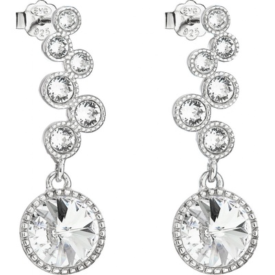 Pavona Stříbrné náušnice visací s krystaly Swarovski bílé kulaté 31265.1