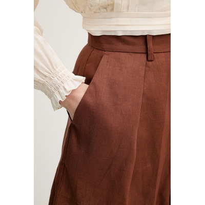 Silvian Heach елегантен къс панталон женски от лен POSANE (GPP26186SH)