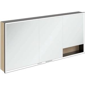 Villeroy & Boch My View+ - Огледален шкаф с осветление LED 160x75x17 см, 3 врати, Nordic Oak/матово черно B48116VJ (B48116VJ)