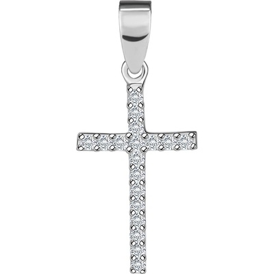 Šperky Eshop Zlatý přívěsek 14K latinský kříž v bílém zlatě se zirkony S5GG262.90