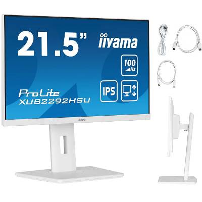 Monitor iiyama ProLite XUB2292HSU-W6 22" IPS LED 100Hz 0,4ms /HDMI DisplayPort/ hub USB FlickerFree HAS Biały