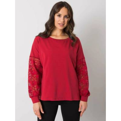 Rue Paris Blouse-R V-BZ-7342.03-burgundy červená