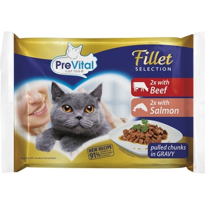 PreVital Naturel Vrecko hovädzie + losos 4 x 85 g