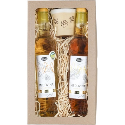 Pleva Luxusní medoviny Jin Jang Medovina z lesního medu 0,5 l Medovina z akátového medu 0,5 l Chráněná dílna Neratov Keramický pohárek 1 ks dárková sada – Zboží Mobilmania