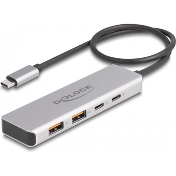 Delock USB 10 Gbps USB Type-C хъб с 2 x USB Type-A конектори и 2 x USB Type-C конектори и кабел за връзка с дължина 35 cm