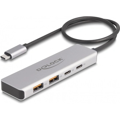 Delock USB 10 Gbps USB Type-C хъб с 2 x USB Type-A конектори и 2 x USB Type-C конектори и кабел за връзка с дължина 35 cm