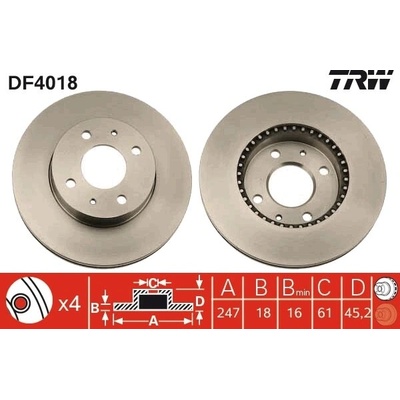 Brzdový kotúč TRW DF4018