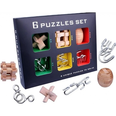 Alloy Puzzles 6 Puzzles Set Kovové a drevené hlavolamy
