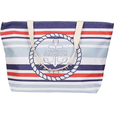 Плажна чанта с котва и раиран десен