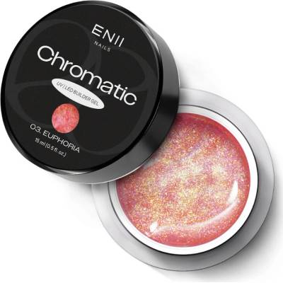 Enii Nails Chromatic Builder Uv Led gel 03 Euphoria glittrový stavební gel 15ml