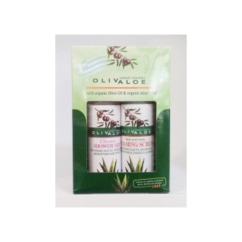Oliv Aloe Natural cosmetics sprchový gel Classic 90 ml + Peelingový pěnivý gel na tvář a tělo p0 ml dárková sada