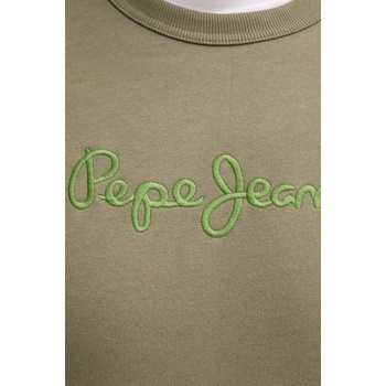 Pepe Jeans Памучен суичър Pepe Jeans NEW JOE CREW в зелено с апликация PM582715 (PM582715)