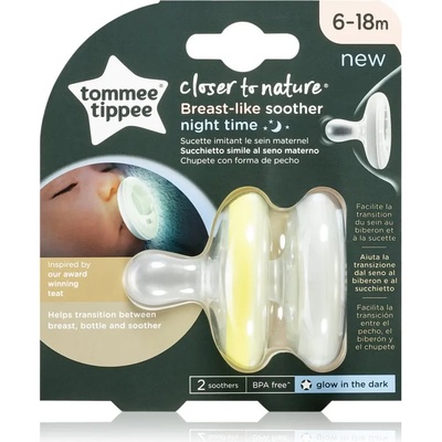 Tommee Tippee Closer To Nature Breast-like Night 6-18m биберон Natural 2 бр