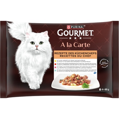 Multipack Gourmet A la Carte kapsičky kuřecí, pstruh, hovězí, treska 4 x 85 g