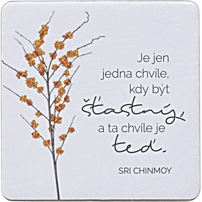 Je jen jedna chvíle, kdy být šťastný, a ta chvíle je teď Korkový podtácek s citátem