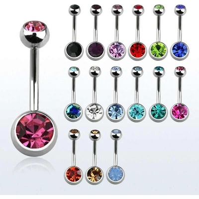 InfinityPierce Ocelový piercing do pupíku s krystalem v různých barvách BN2CG