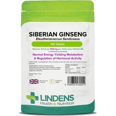LINDENS Health + Nutrition Sibiřský ženšen 1000 mg 100 tablet