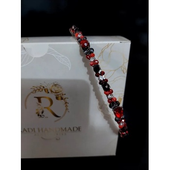 Image 1 of Radi handmade Официална диадема с червени камъни и графитени и червени кристали (368)