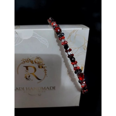 Radi handmade Официална диадема с червени камъни и графитени и червени кристали (368)
