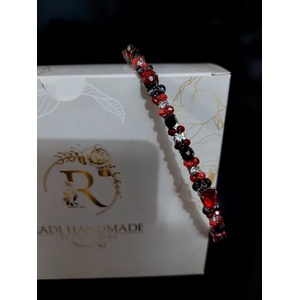 Radi handmade Официална диадема с червени камъни и графитени и червени кристали (368)