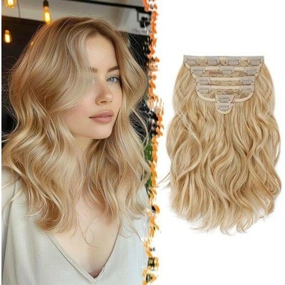 Barsdar Clip in prodloužení vlasů, 30 cm Krátké vlnité Clip in Prodlužování vlasů Blond pro ženy