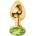 Sensual Метално дилдо Butt Plug "GOLD CRYSTAL LIME" 8 см. Размер - М