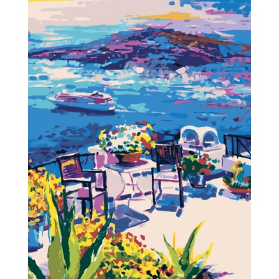 Zuty Malování Podle Čísel Terasa Na Santorini 80 x 100 Cm Plátno Rám 8596530087434