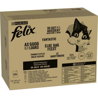 Felix Fantastic hovězí, kuře, treska, tuňák 120 x 85 g
