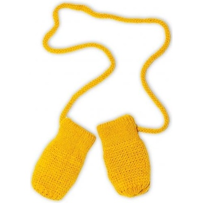 Baby Nellys Zimní pletené rukavičky hořčicové 12cm rukavičky
