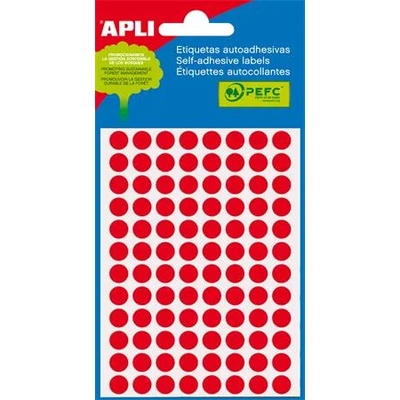 APLI Етикети, кръгли, 8 mm, с ръкописен текст, цветни, APLI, неоново червени, 288 етикета в опаковка 02081 (02081)