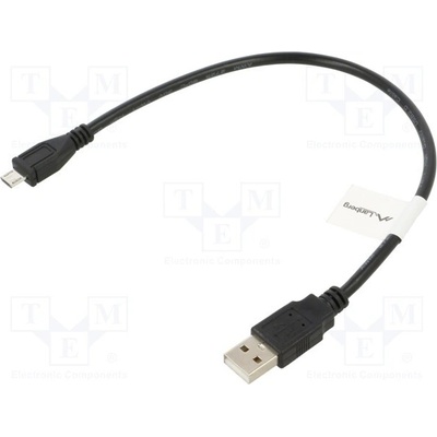 Lanberg CA-USBM-10CC-0003-BK USB 2.0, USB A vidlice,USB B micro vidlice, zlacený, 0,3m
