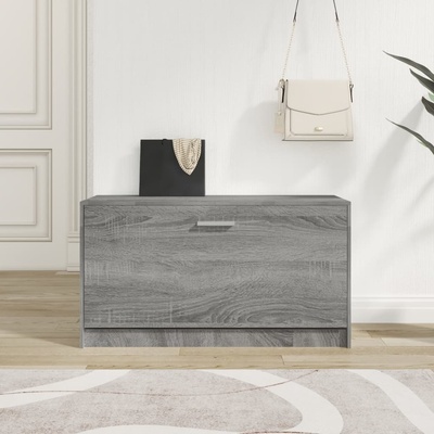vidaXL Пейка за обувки, сив сонома, 80x24x45 см, инженерно дърво (342645)