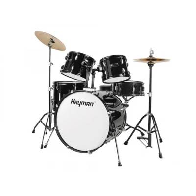 MusicStoreBG Барабани за деца черни детски hm-50-bk + чинели, столче и стойки