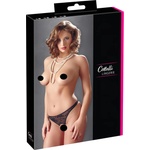 Cottelli Collection - дантелен прашки с перли - отворен дизайн - черен - L (23209671041)
