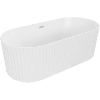 Mexen Paola свободностояща оребрена вана 170 x 80 см, бяла мат, преливник матов никел - 52721708001-97 (52721708001-97)