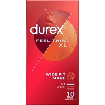 Durex 10 бр. Тънки презервативи Durex Feel Thin XL 60 mm