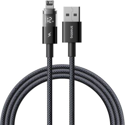 Baseus - Data Cable Display 2 (P10382700121-00) - USB към Lightning, бързо зареждане, цифров дисплей, 2.4A, 1m - Cosmic Black
