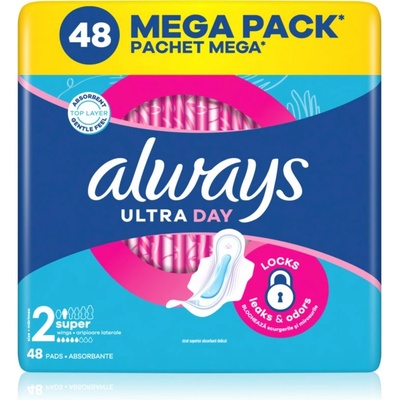 Always Ultra Super Size 2 санитарни кърпи с крилца 48 бр