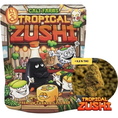 califarms THC-x květy Tropical Zushi THC-x 40% CBD 11,51% CBG 0,15% THC 0,06% 1 g – Zboží Dáma