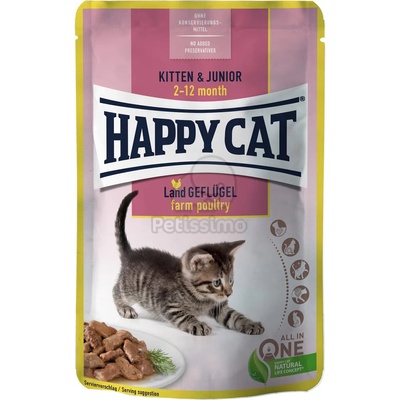 Happy Cat Kitten & Junior Land Geflügel мокра храна с птиче месо 6 x 85 г