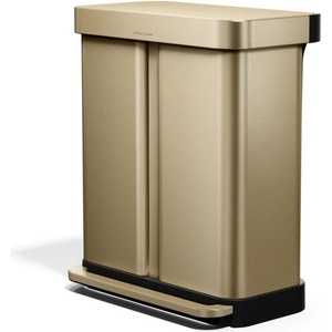 simplehuman Матово златисто стоманено кошче за боклук 34+24 l за рециклиране/с педал - simplehuman (CW2128)