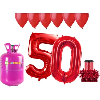 HeliumKing Hélium párty set na 50. narodeniny s červenými balónmi