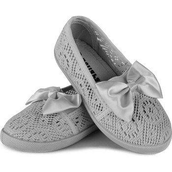 Čipkované prelamované ľahké tenisky mašlička šedé