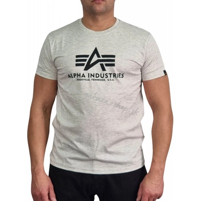 Alpha Industries Basic T-Shirt white mellange tričko pánske šedé