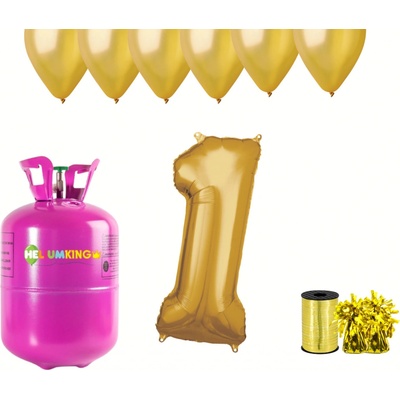 HeliumKing Helium párty set na 1. narozeniny se zlatými balónky