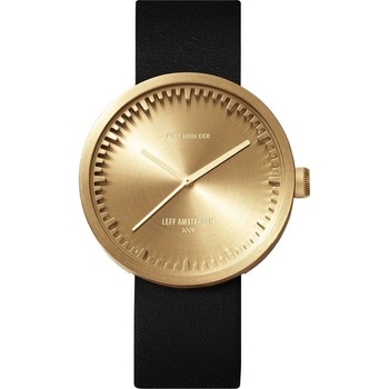 LEFF TUBE WATCH D38 / BRASS WITH BLACK LEATHER STRAP